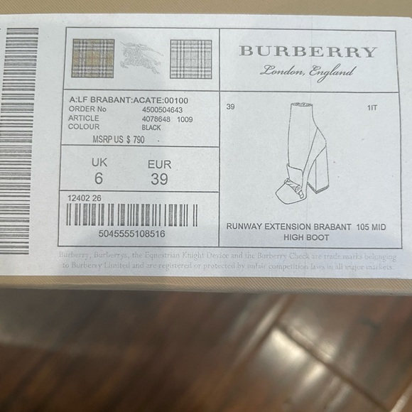 NWT Burberry Brabant black leather boots size EU 39 / 8 - Picture 2 of 11
